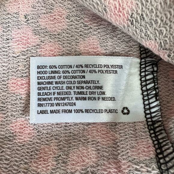 Sandy Liang x Target Floral Ruffle Shoulder Hoodie Sweatshirt Pink Black Size XS - Picture 11 of 12
